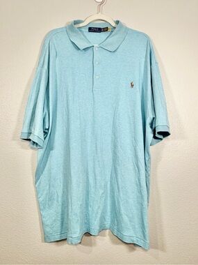 Polo by Ralph Lauren Polo Shirt Light Aqua Blue Collar Soft 100% Cotton Men 2XL